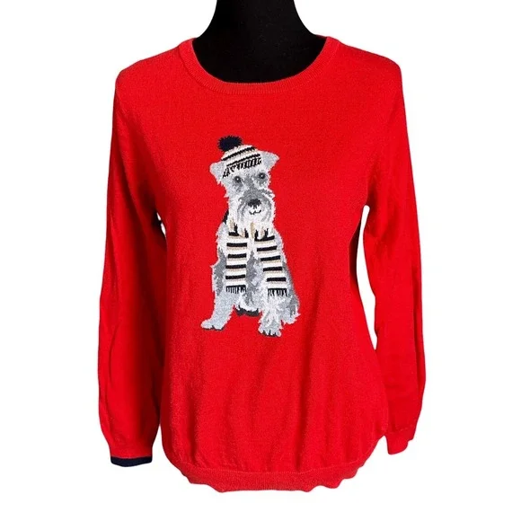 Joules Miranda Intarsia Sweater, Red w/Scottish Terrier Dog, Size 10, Whimsical - Picture 2 of 8